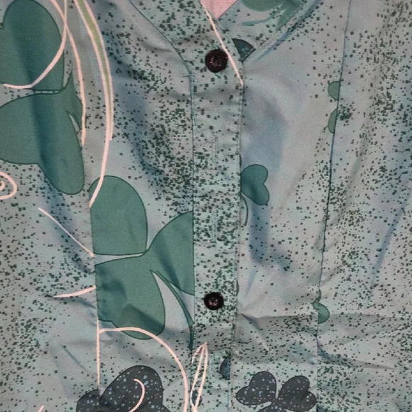 Teal and White Floral Blouse - Picture 3 of 5